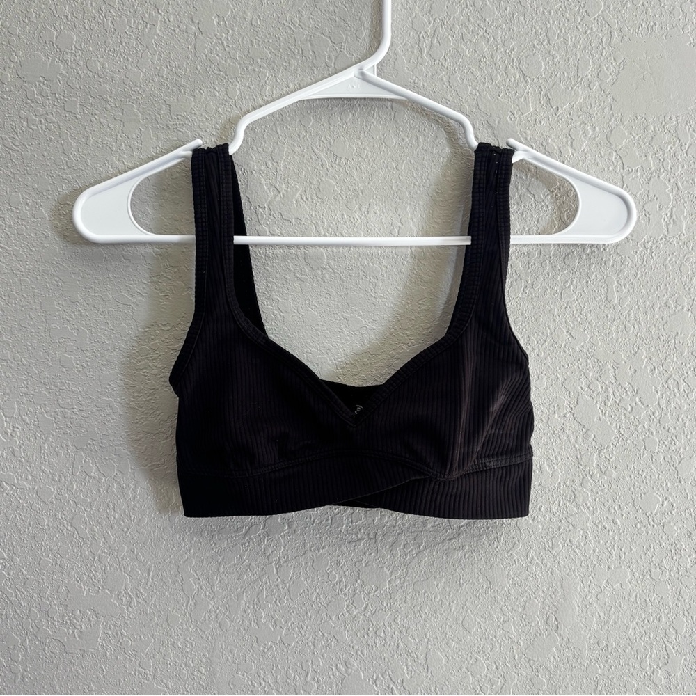 For Love And Lemons Black Ribbed Scoop Bra and Shorts Set (XXS top & XS bottom)
